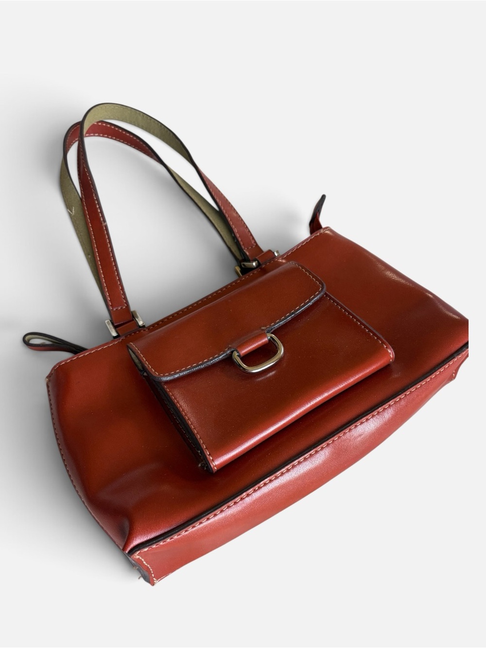 Mondani New York Cognac Brown Shoulder Handbag Purse – Gold Hardware